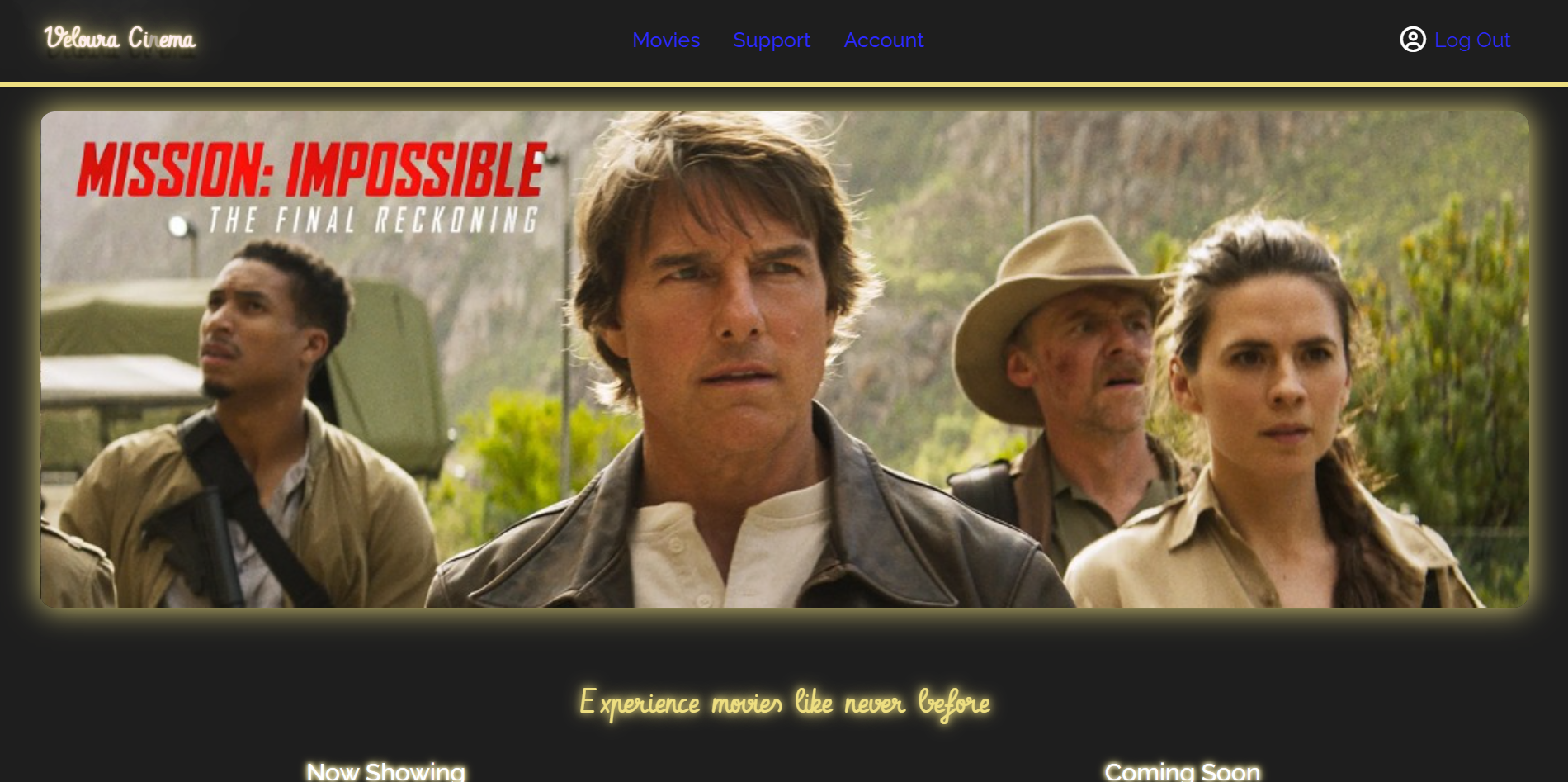 Veloura Cinema Home Screen