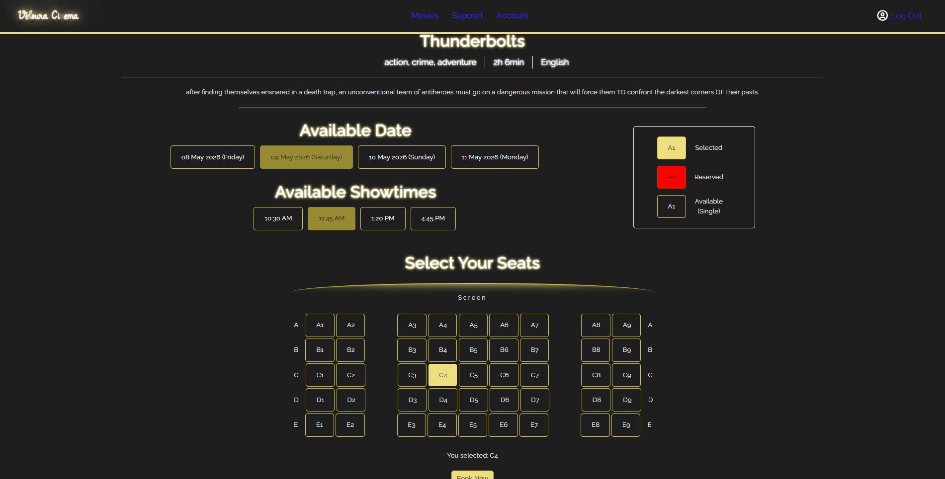 Veloura Cinema Seat Booking